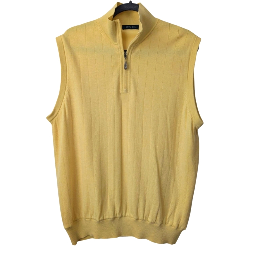 Bobby Jones Signature Merino Wool Quarter Zip Wind Vest Yellow, size L Golf
